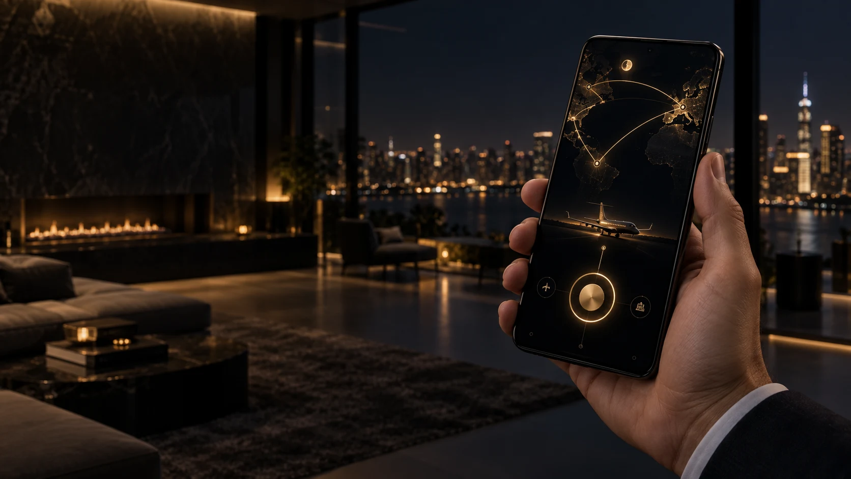 A Regent Command-style phone interface in a premium residence